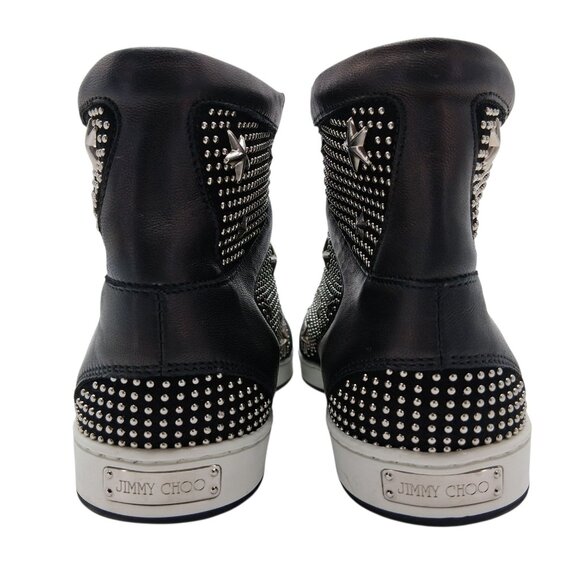 Jimmy Choo Shoes Womens EU 36 US 6 Black High Top Star Studded Made in Italy - Picture 9 of 14
